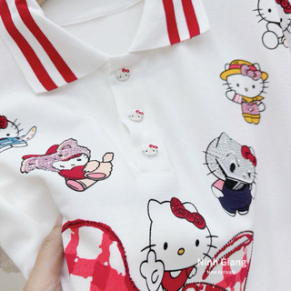 Áo Phông Gấu 13De Marzo Polo Kitty Đính Đá Nơ Đỏ QC