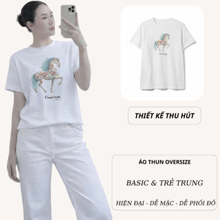 Áo thun nữ Chepol in chú ngựa cao cấp, áo phông chất cotton co dãn 2 chiều, thoáng mát, có bigsize đến 120kg - CP_20280