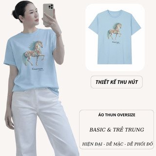 Áo thun nữ Chepol in chú ngựa cao cấp, áo phông chất cotton co dãn 2 chiều, thoáng mát, có bigsize đến 120kg - CP_20280