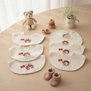 Set 2 yếm tròn em bé Việt Nam anchee, chất đũi gân dày dặn cho bé