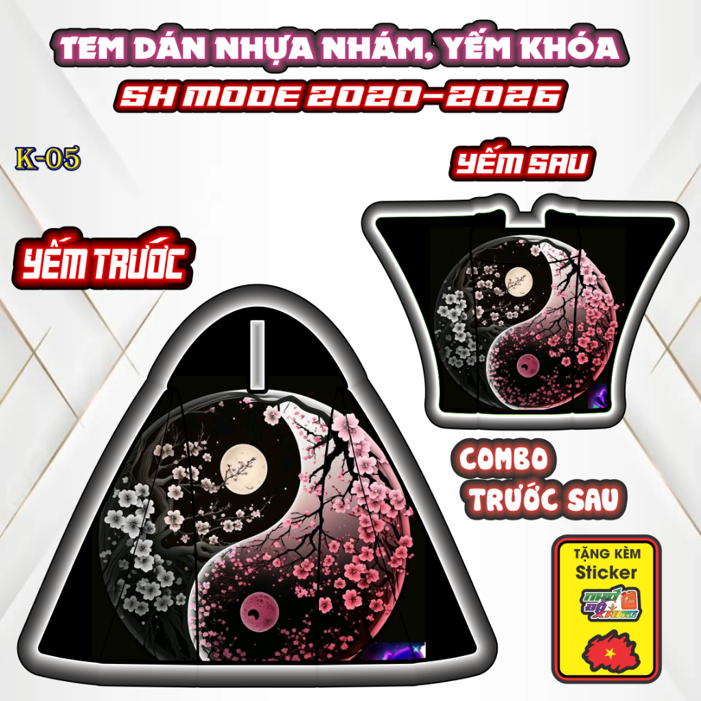 Bộ Tem Nhựa Nhám SH MODE 2020 - 2026 Mẫu Thái cực Thiết Kế Tinh Tế, Tạo Điểm Nhấn Sang Trọng Cho Xe.
