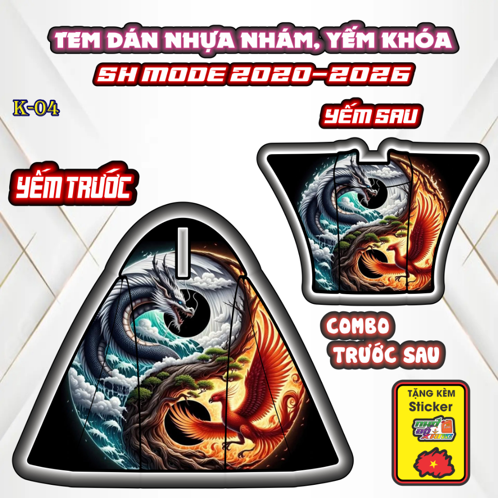 Bộ Tem Nhựa Nhám SH MODE 2020 - 2026 Mẫu Thái cực Thiết Kế Tinh Tế, Tạo Điểm Nhấn Sang Trọng Cho Xe.