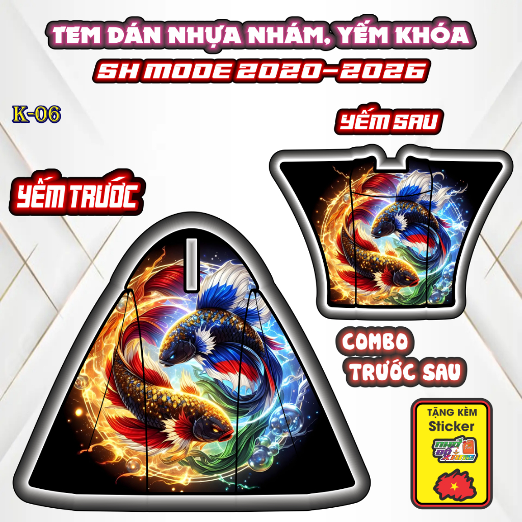 Bộ Tem Nhựa Nhám SH MODE 2020 - 2026 Mẫu Thái cực Thiết Kế Tinh Tế, Tạo Điểm Nhấn Sang Trọng Cho Xe.