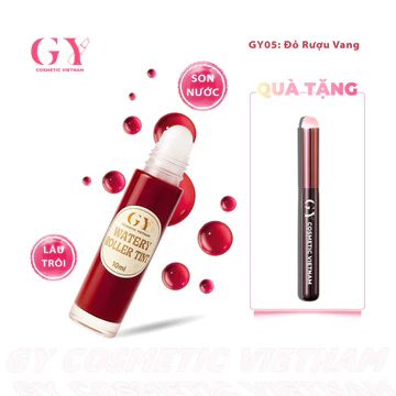 Son Tint Lì Bi Lăn Roller Watery Lip Tint GY Cosmetic, Màu GY05 Đỏ Rượu Vang, Nhẹ Môi, Lâu Trôi,10ml