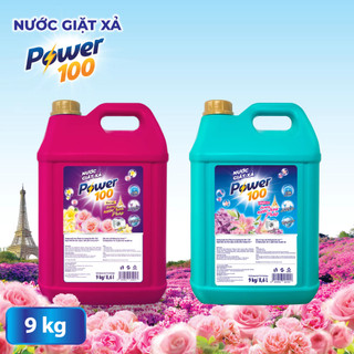 Nước giặt xả Power100 Hương Nước Hoa Pháp can - 9kg