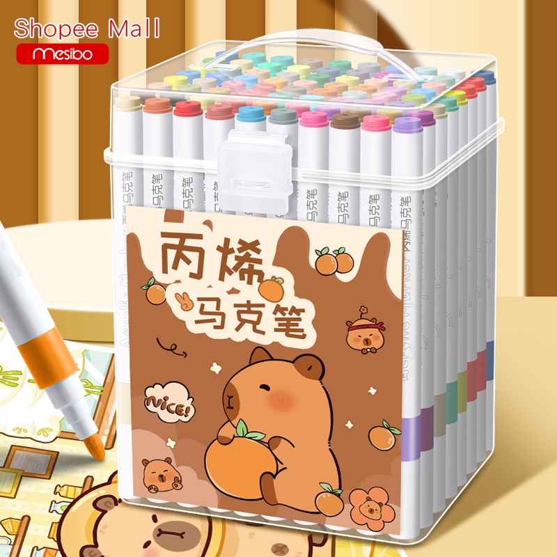 Bút Màu Acrylic Marker Mesibo Cao Cấp,Hộp Bút Màu Đa Năng Cho Bé Tập Vẽ Nghệ Thuật Bút Lông Màu Bền Màu Đẹp
