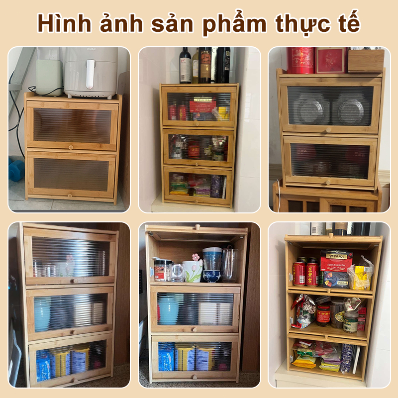 Kệ Bếp Tủ Đựng Bát Đĩa Bằng Tre Gia Vị Đa Năng Để Bàn Bếp 1/2/3 Tầng  Để Đồ Đa Năng Cao Cấp