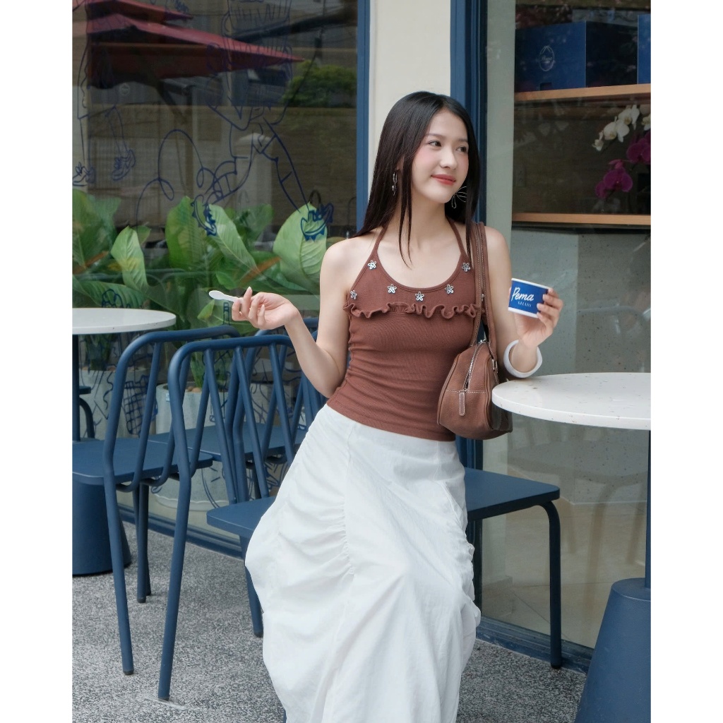Chân Váy Nữ  SYOHS SKIRT Chất Kaki Dù Nhún Tà Lạ Mắt SECODEE