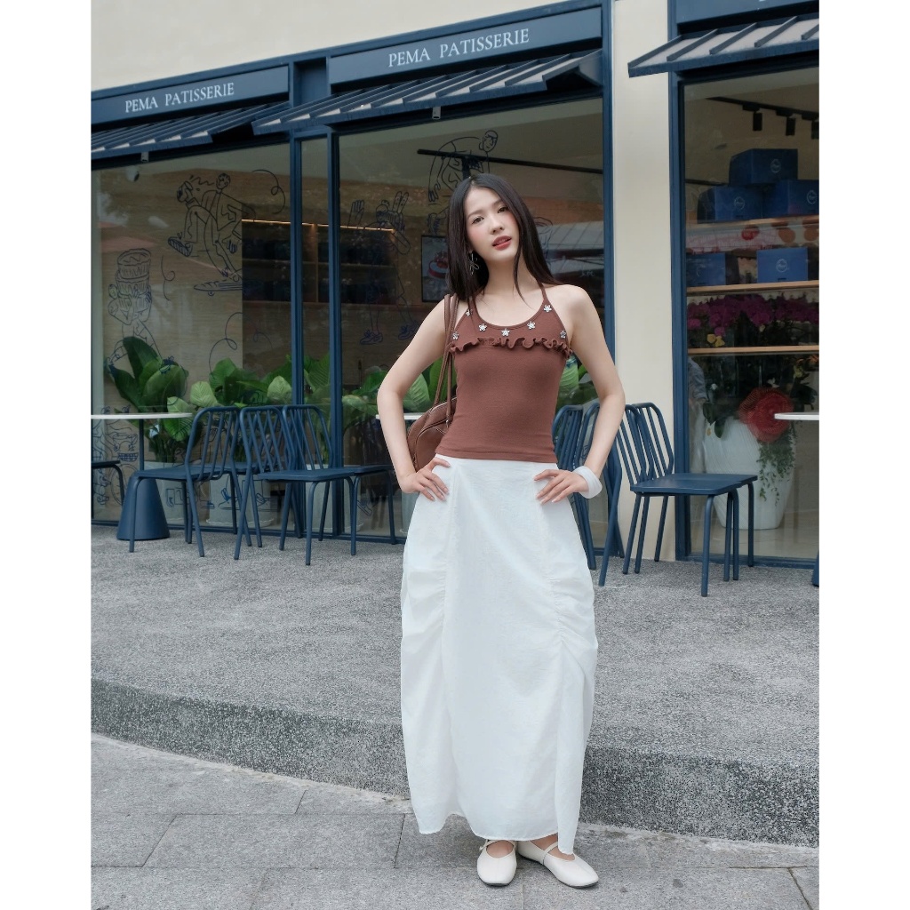Chân Váy Nữ  SYOHS SKIRT Chất Kaki Dù Nhún Tà Lạ Mắt SECODEE