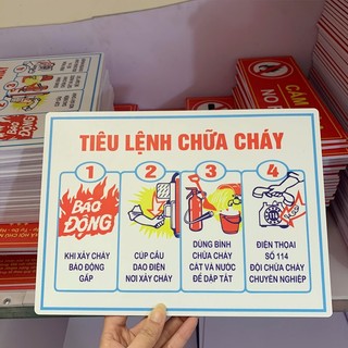 Combo 4 bảng PCCC, nội quy tiêu lệnh chữa cháy, bảng cấm lửa, bảng cấm hút th.uốc - Fomex dày 5mm - Tặng kèm băng dính