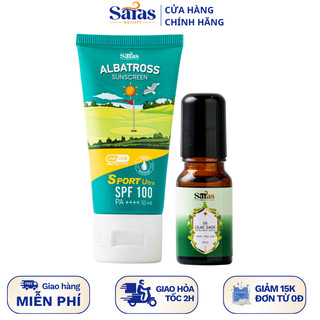 Combo kem chống nắng nâng tone SPF100 50ml, Serum khử mùi 10ml mùa hè Saras Beauty