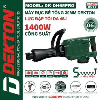 Máy đục bê tông 30mm Dekton DK-DH65C Công Suất 1400W Tặng Kèm 2 Mũi Dây Dài 5m