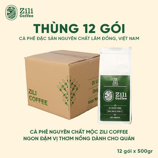 Cà phê nguyên chất rang mộc ZILI COFFEE NGON ĐẬM VỊ THƠM NỒNG dành cho quán [12 túi]