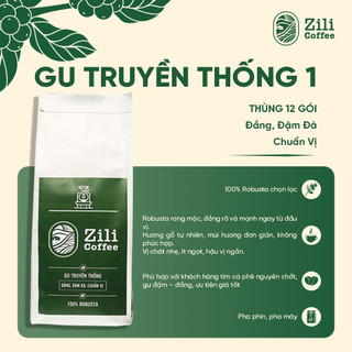 Cà phê nguyên chất rang mộc ZILI COFFEE NGON ĐẬM VỊ THƠM NỒNG dành cho quán [12 túi]