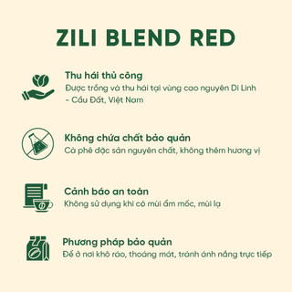Cà phê Nguyên Chất Blend Red Robusta Culi Rang mộc - ĐẬM ĐÀ, CHUA NHẸ, HẬU NGỌT - Zili Coffee [500G]