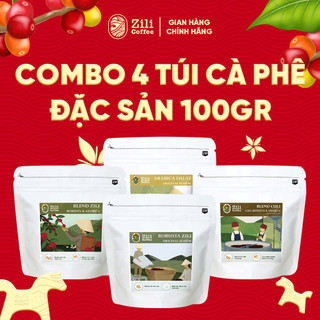 Cà phê đặc sản rang mộc 4 túi trải nghiệm 100g/túi pha máy pha phin