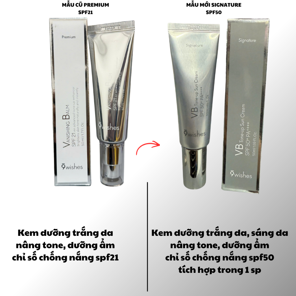 Kem Dưỡng Trắng Nâng Tone Wishes Vanishing Balm Premium SPF21/ Signature SPF 50+ PA++++ 50ml _ Olay