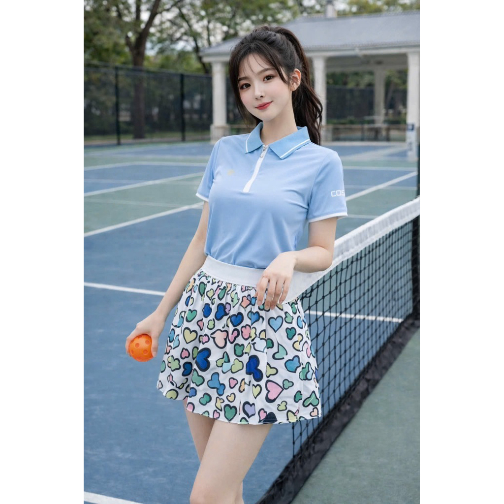 [Pickleball nữ] Sét váy xếp ly tập tennis, pickleball,cầu lông, golf chất mềm mịn thoáng mát thoải mái vận động