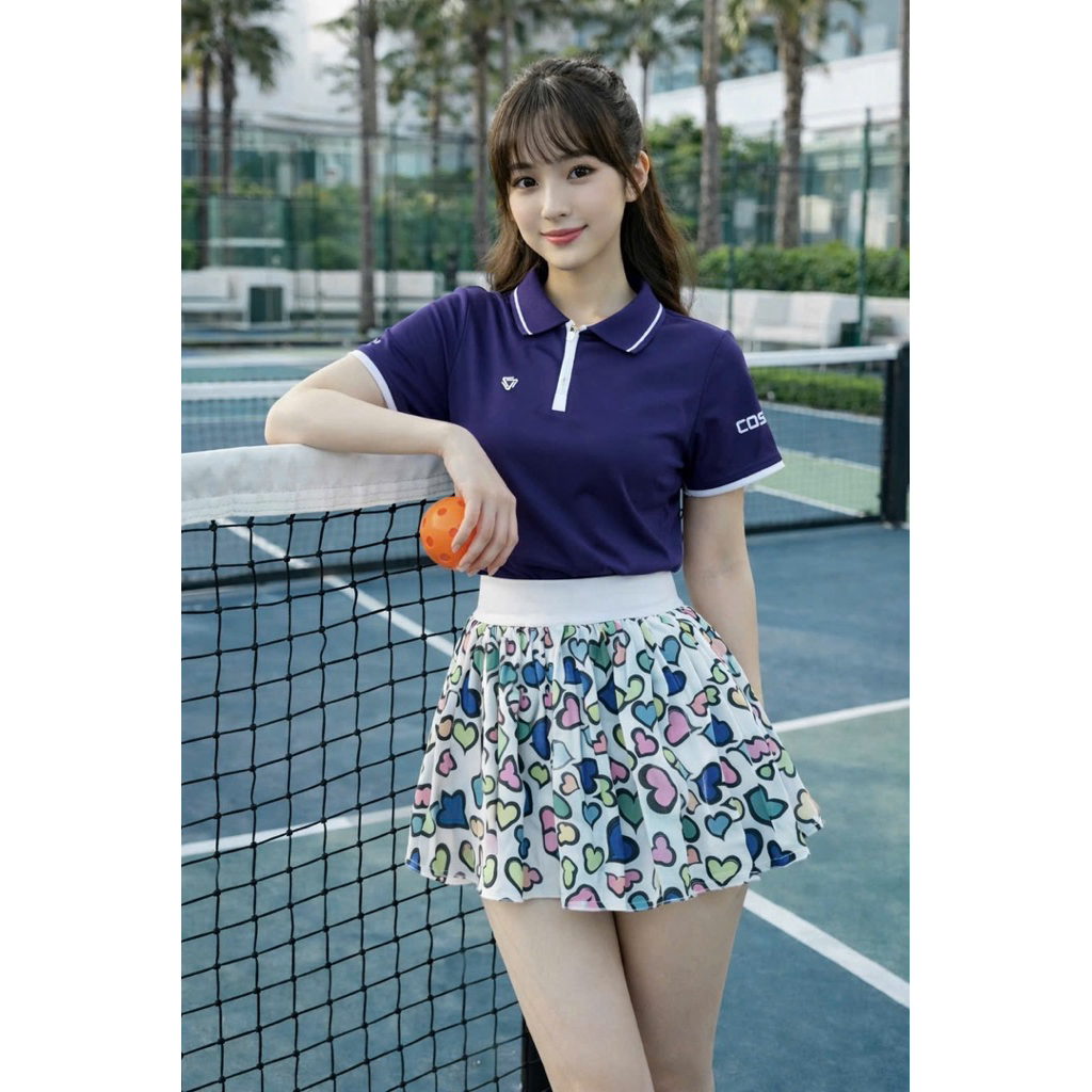 [Pickleball nữ] Sét váy xếp ly tập tennis, pickleball,cầu lông, golf chất mềm mịn thoáng mát thoải mái vận động