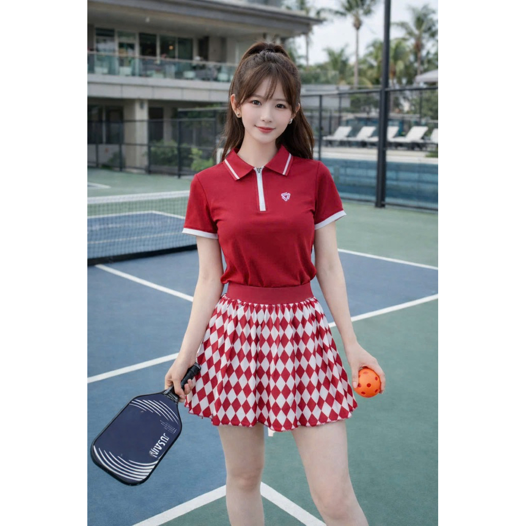 [Pickleball nữ] Sét váy xếp ly tập tennis, pickleball,cầu lông, golf chất mềm mịn thoáng mát thoải mái vận động