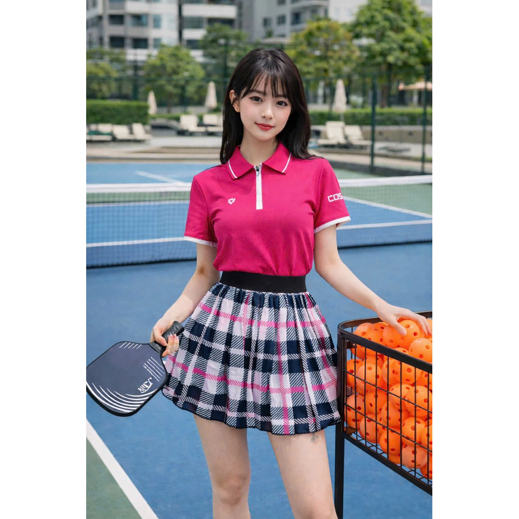 [Pickleball nữ] Sét váy xếp ly tập tennis, pickleball,cầu lông, golf chất mềm mịn thoáng mát thoải mái vận động