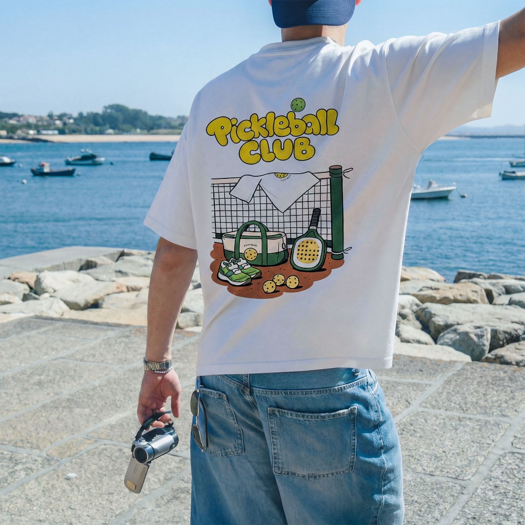 Áo Thun Cầu Lông Nam Nữ Vsmash Sportwear Graphic "Pickleball CLUB" – Vải Bông Em Bé Mềm Mịn, Thoáng Mát, Thấm hút tốt