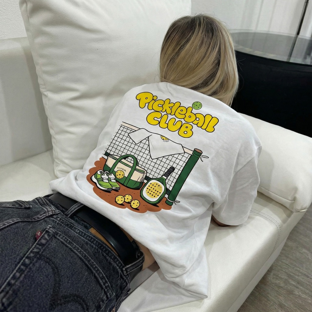 Áo Thun Cầu Lông Nam Nữ Vsmash Sportwear Graphic "Pickleball CLUB" – Vải Bông Em Bé Mềm Mịn, Thoáng Mát, Thấm hút tốt