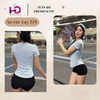 Áo cộc tay nữ, model DWY115179.1.179 Tập Gym Yoga Chạy Bộ, Vải Thun Co Giãn Thoáng Mát Tôn Dáng