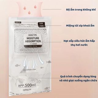 Homee.cok Túi Hút Ẩm Treo Tủ 500ML – Hút Đầy Nước Sau Vài Ngày, Ngăn Mốc Quần Áo, Khử Mùi Hiệu Quả