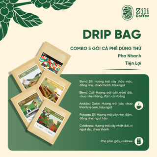 Drip Bag Coffee - Combo 5 gói cà phê dùng thử - Zili Coffee