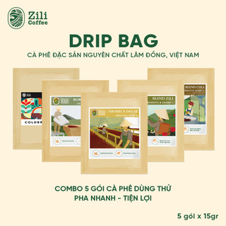 Drip Bag Coffee - Combo 5 gói cà phê dùng thử - Zili Coffee