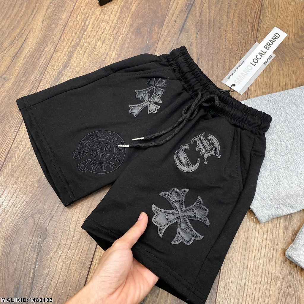 Quần Đùi Bé Trai Thêu Logo Chất Cotton Cực Mát - Quần Cộc Bé Trai Thêu Logo Cao Cấp