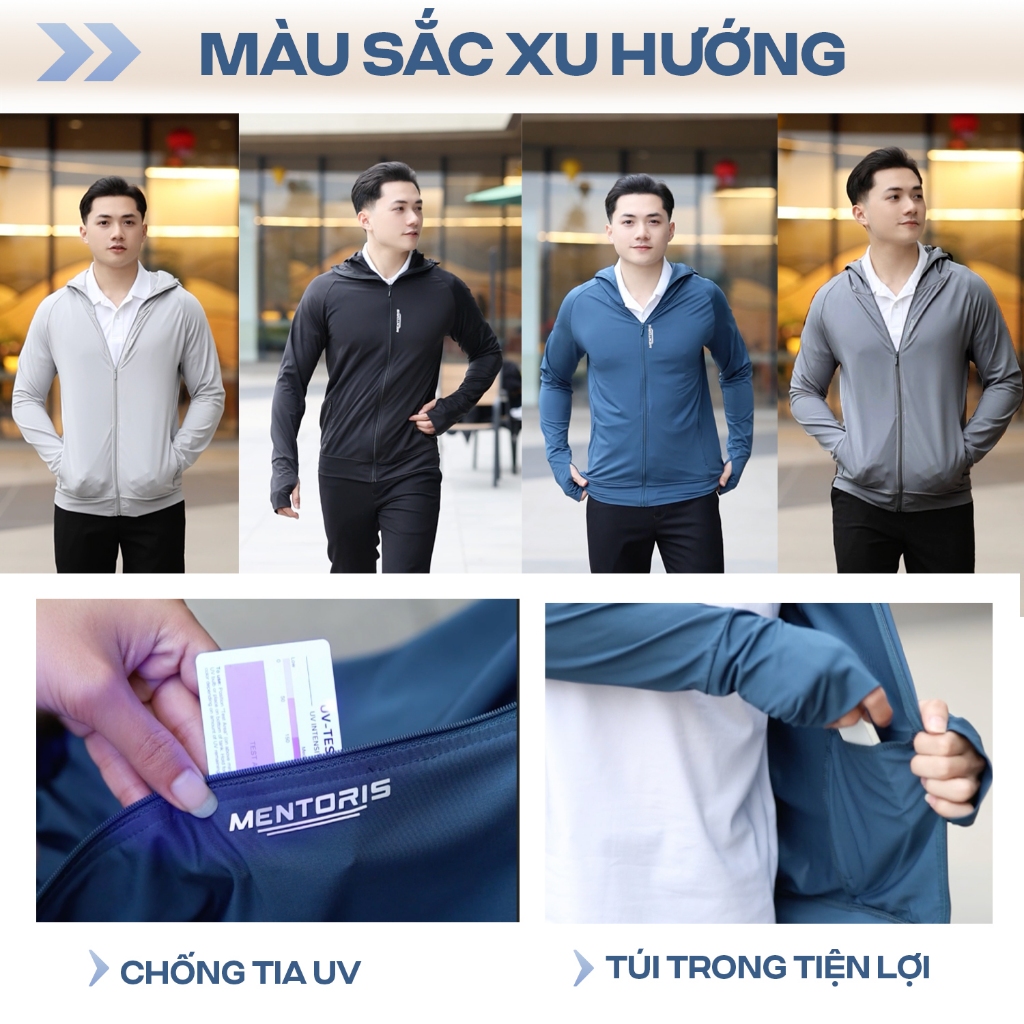 Áo Chống Nắng Nam Nữ MENTORIS, Chất Vải Thun Lạnh Cao Cấp, Đạt Chuẩn Số UPF 50+ Chống UV Tốt MCN01S