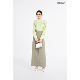 Quần Ống Rộng 𝐂𝐂𝐇𝐀𝐓 Dáng Suông Trang Trí Cạp Kiểu Paris Chất Liệu Tuytsi Cao Cấp 25QDS2035ST