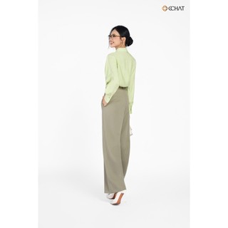 Quần Ống Rộng 𝐂𝐂𝐇𝐀𝐓 Dáng Suông Trang Trí Cạp Kiểu Paris Chất Liệu Tuytsi Cao Cấp 25QDS2035ST