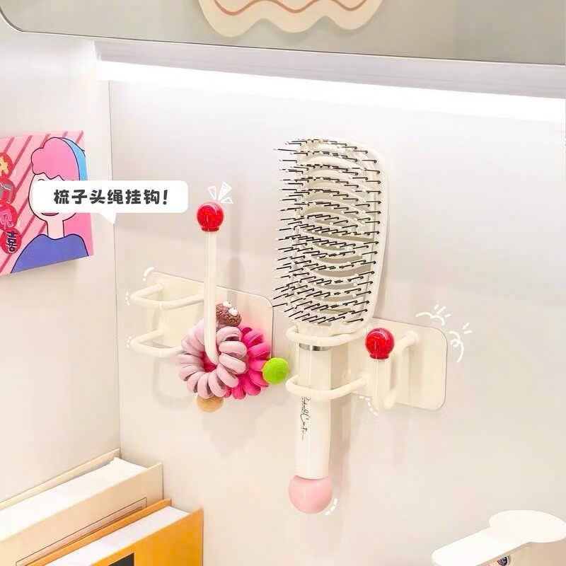 Set 2 Giá Treo Lược Dán Tường Đa Năng – Móc Treo Máy Sấy, Dây Buộc Tóc Tiện Lợi Không Cần Khoan