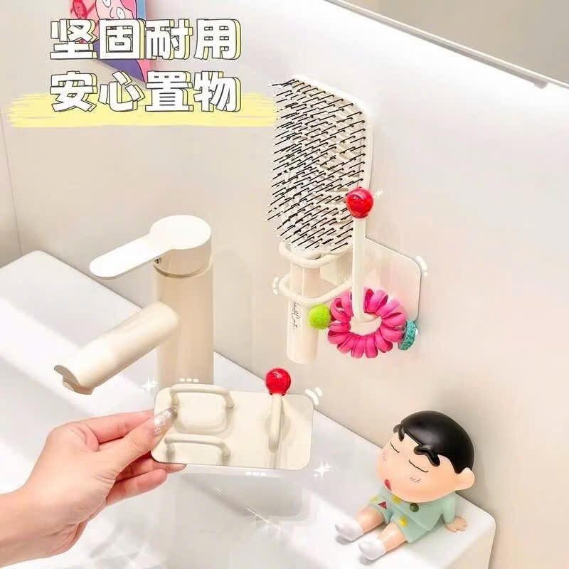 Set 2 Giá Treo Lược Dán Tường Đa Năng – Móc Treo Máy Sấy, Dây Buộc Tóc Tiện Lợi Không Cần Khoan
