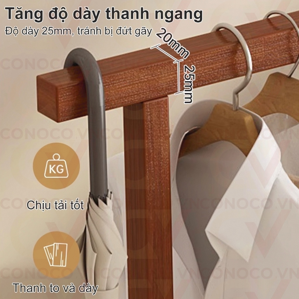 CONOCO Giá Treo Quần Áo Gỗ Đa Năng Chịu Lực Tốt  Kệ 2 Tầng Sức Chứa Lớn Decor Phòng Ngủ Gọn Gàng