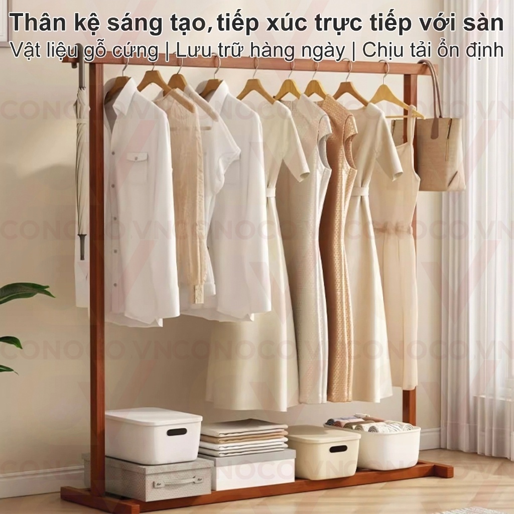 CONOCO Giá Treo Quần Áo Gỗ Đa Năng Chịu Lực Tốt  Kệ 2 Tầng Sức Chứa Lớn Decor Phòng Ngủ Gọn Gàng