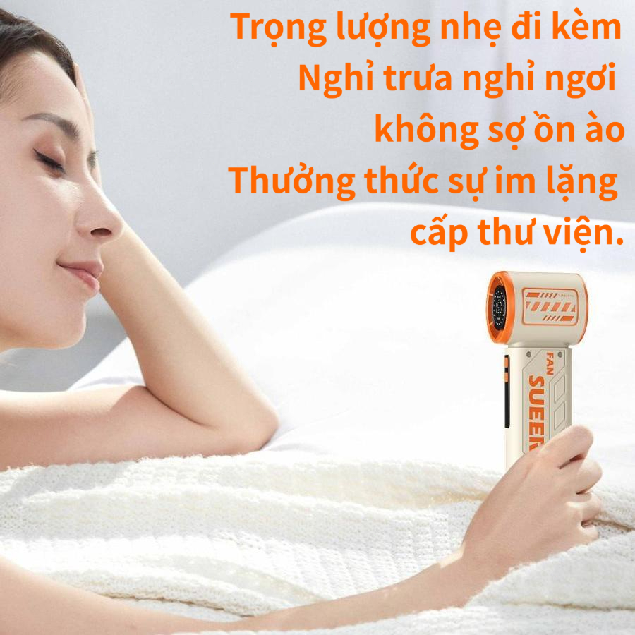 Quạt Cầm Tay Turbo Siêu Mạnh Gió | Pin 3600mAh | Màn Hình LED | 150 Cấp Điều Chỉnh | Siêu Nhỏ Gọn Dễ Mang Theo