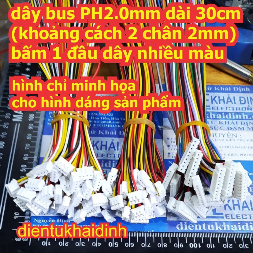 10 dây bus PH2.0mm PH2.0 (khoảng cách 2 chân 2mm) bấm 1 đầu dây nhiều ...