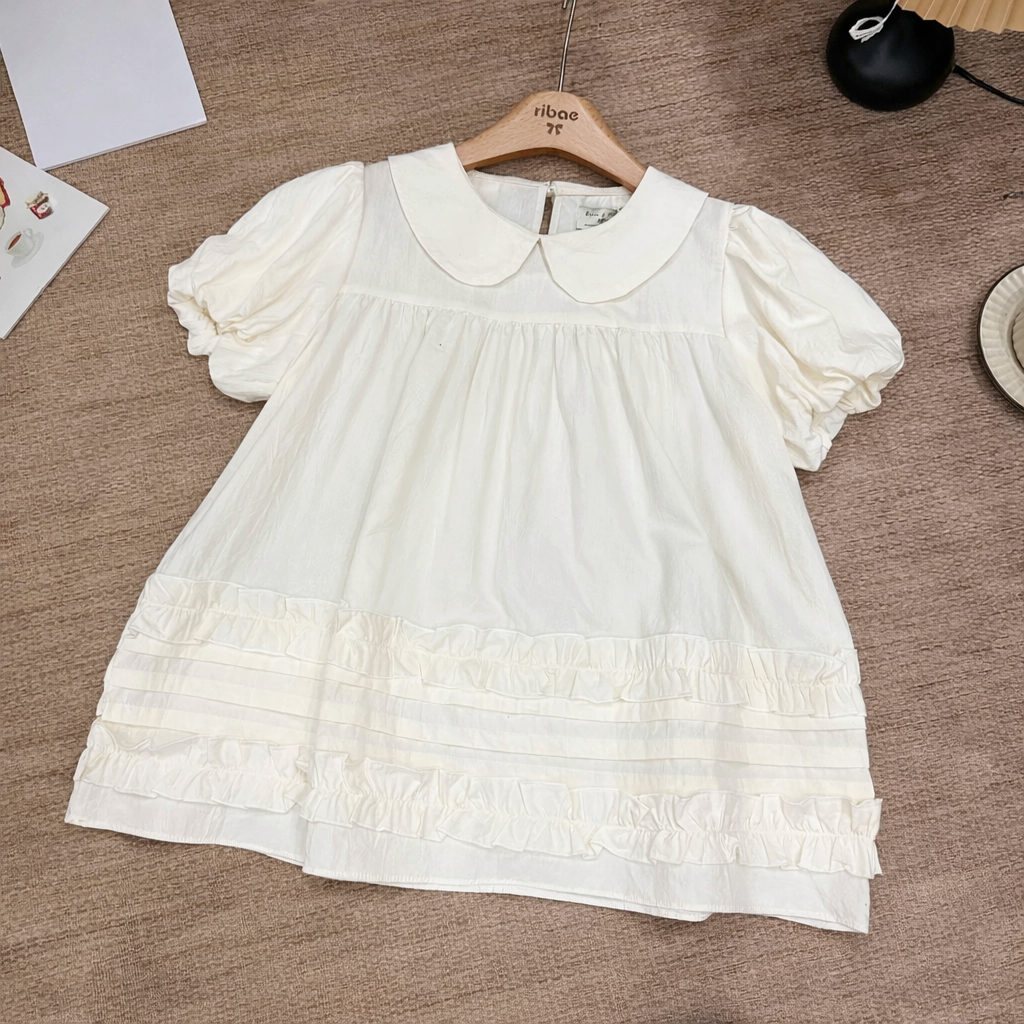 Áo babydoll tay bồng cổ sen bèo gấu, dáng rộng  xinh xắn TAM A85