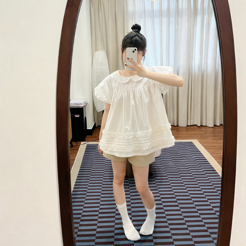 Áo babydoll tay bồng cổ sen bèo gấu, dáng rộng  xinh xắn TAM A85