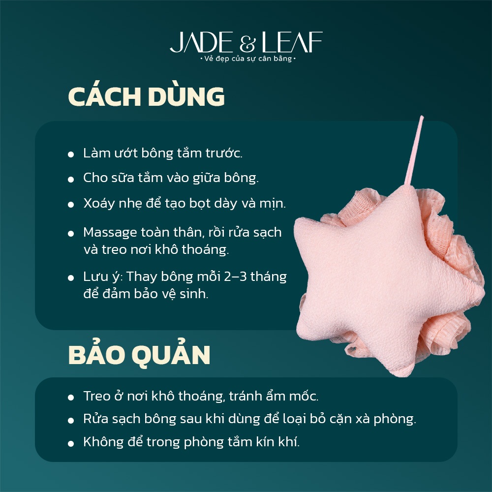Bông Tắm Tạo Bọt Jade&Leaf Cao Cấp Hình Bọt Sao Biển, Mềm Mịn Bọt Nhiều Dùng Được Cả 2 Mặt