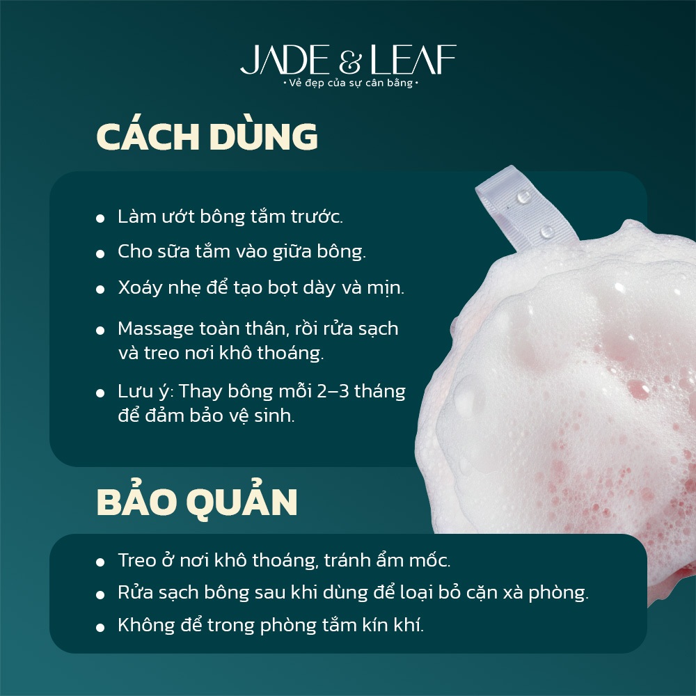 Bông Tắm Tạo Bọt Jade&Leaf Cao Cấp Hình Ren Hồng, Mềm Mịn Bọt Nhiều Cho Người Lớn Và Trẻ Em