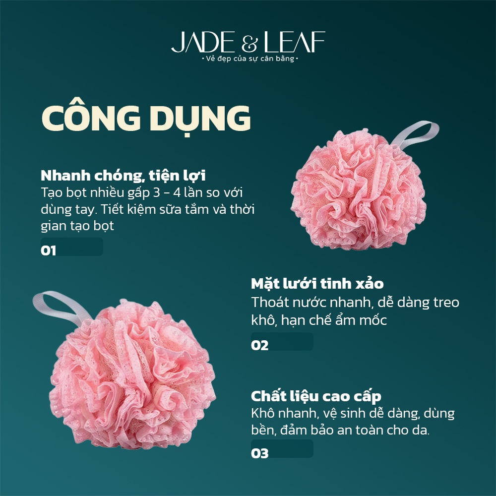 Bông Tắm Tạo Bọt Jade&Leaf Cao Cấp Hình Ren Hồng, Mềm Mịn Bọt Nhiều Cho Người Lớn Và Trẻ Em