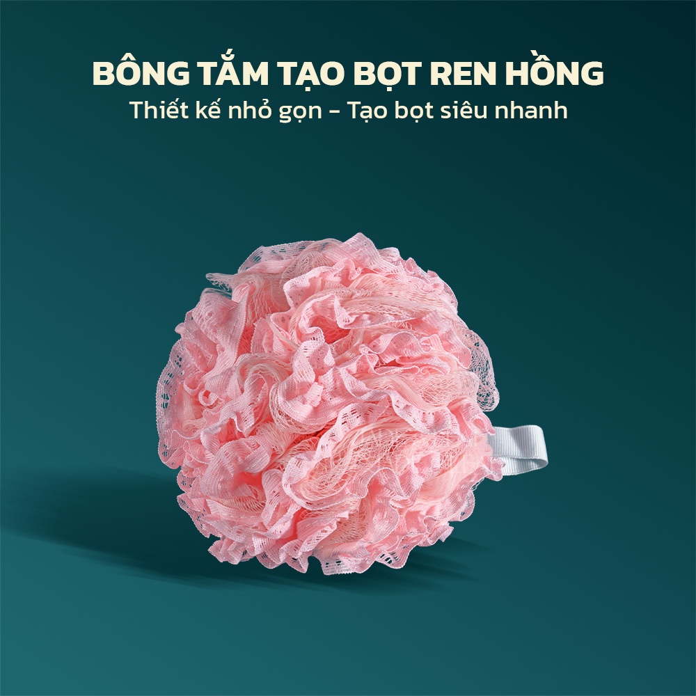 Bông Tắm Tạo Bọt Jade&Leaf Cao Cấp Hình Ren Hồng, Mềm Mịn Bọt Nhiều Cho Người Lớn Và Trẻ Em