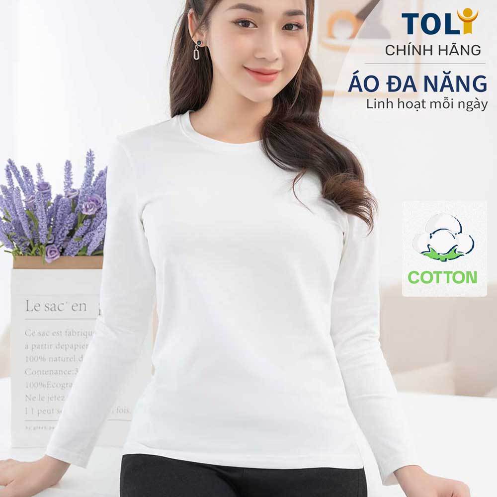 Áo Thun Tay Dài Nữ Cổ Tròn TOLI LHB10 – Cotton mềm, form suông gọn dáng, đa năng mặc mỗi ngày