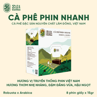 Cà Phê Phin Nhanh - Zili Coffee - HƯƠNG THƠM NHẸ NHÀNG, ĐẬM ĐẮNG VỪA, HẬU NGỌT [Hộp 8 Phin]