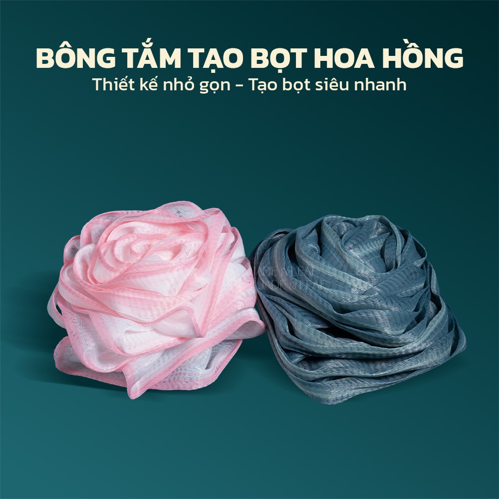 Bông Tắm Tạo Bọt Jade&Leaf Cao Cấp Hình Hoa Hồng, Mềm Mịn Bọt Nhiều Size Lớn Chất Liệu Lưới